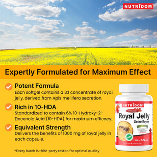 Nutridom Royal Jelly 1000mg for Immune support (120 Softgels)
