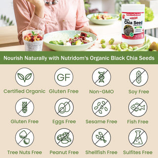 Nutridom Black Chia Seed, Organic (1 lb / 16 oz.)