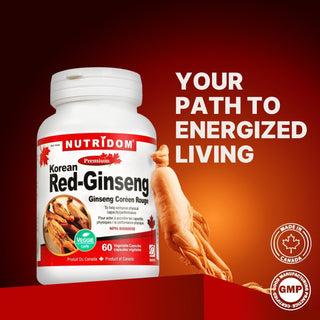 Nutridom Panax Korean-Red Ginseng 500mg, 8% Ginsenosides (60 Veg Capsules)