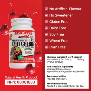 Nutridom Montmorency Tart Cherry 500mg (120 Veg Capsules)