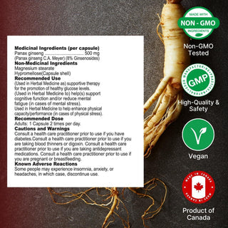 Nutridom Panax Korean-Red Ginseng 500mg, 8% Ginsenosides (60 Veg Capsules)