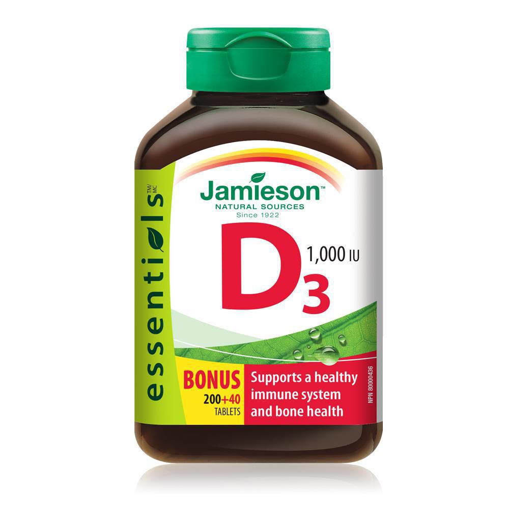 Jamieson Vitamin D3 1,000 IU, 200+40 Tablets