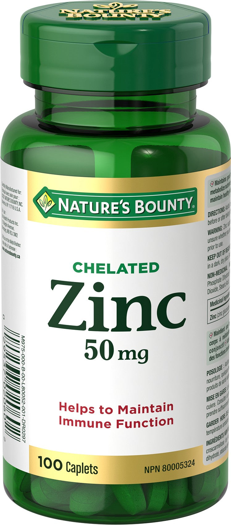 Nature's Bounty Chelated Zinc 50mg, 100 Caplets