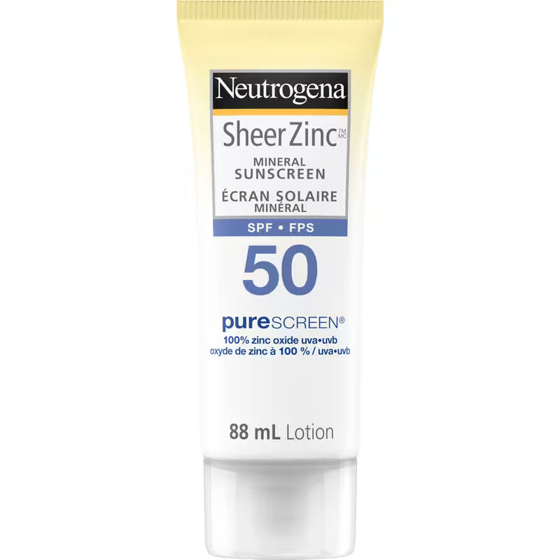 Neutrogena Sheer Zinc Mineral Sunscreen SPF 50 Lotion, 88 mL