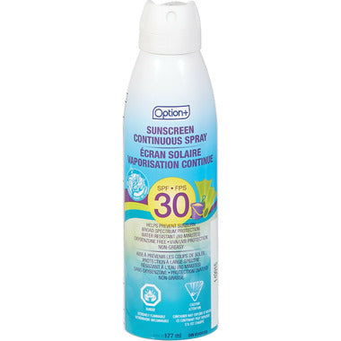 Option+ Sunscreen Continuous Spray SPF 30, 177 mL