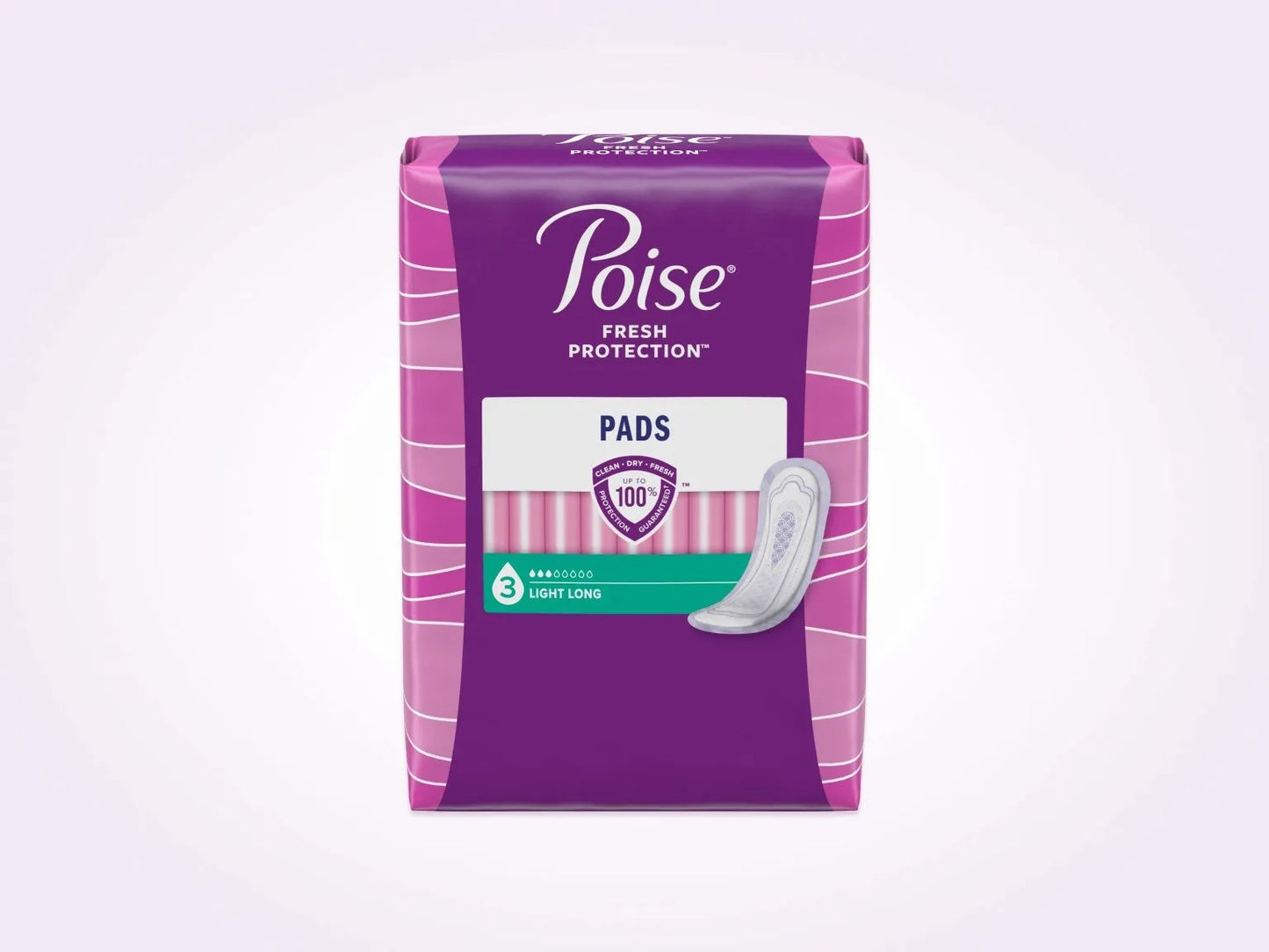 Pads For Bladder Leaks, 3 Drop Light Absorbency, Long Length, 24 Pads