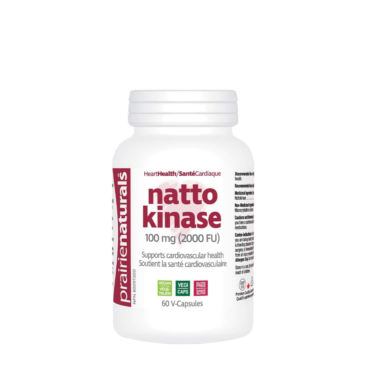 Prairie Naturals Nattokinase 2000 FU (100 mg), 60 V-Capsules