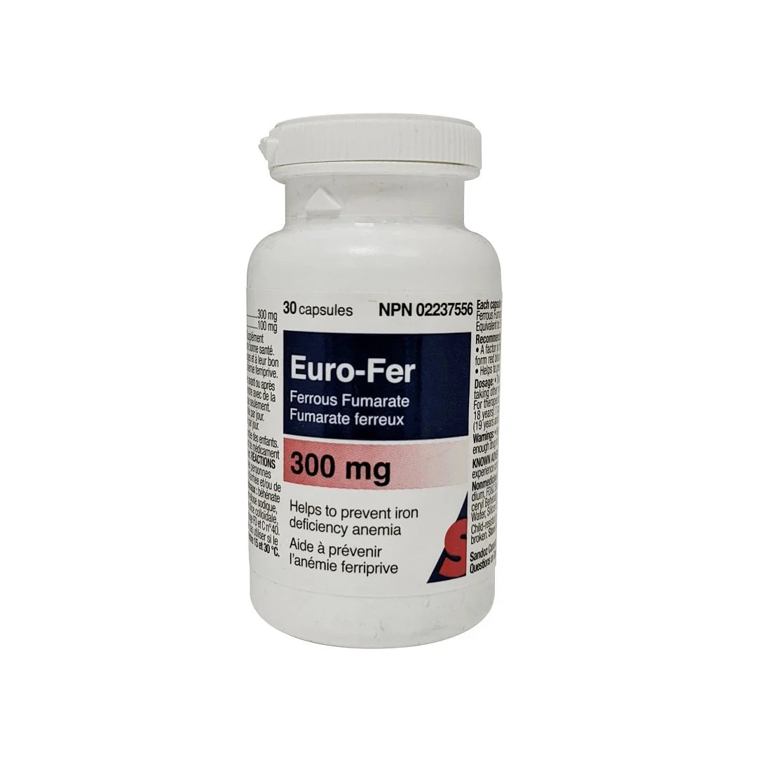 Euro-Fer Ferrous Fumarate 300 mg, 30 Capsules