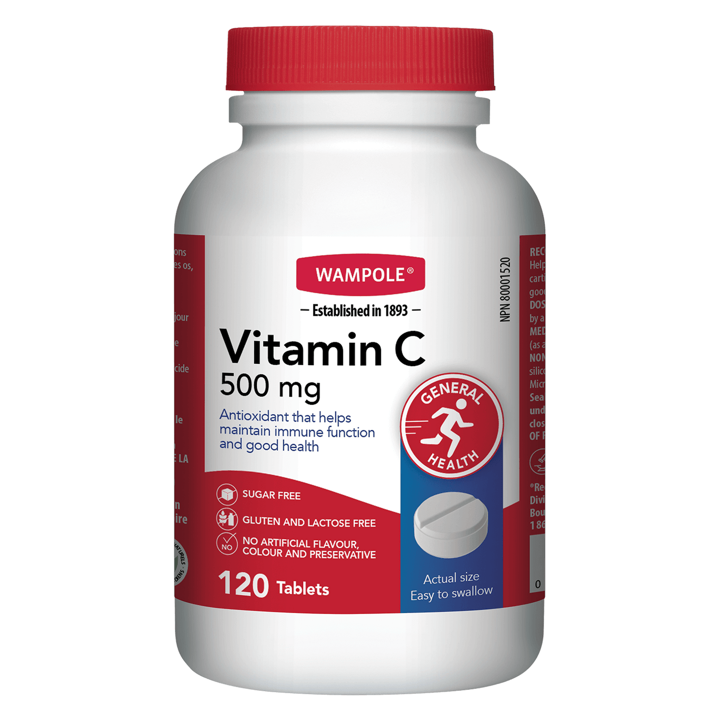 Wampole Vitamin C 500 mg, 120 Tablets