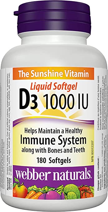 Webber Vitamin D3 1000 IU, 180 Softgels