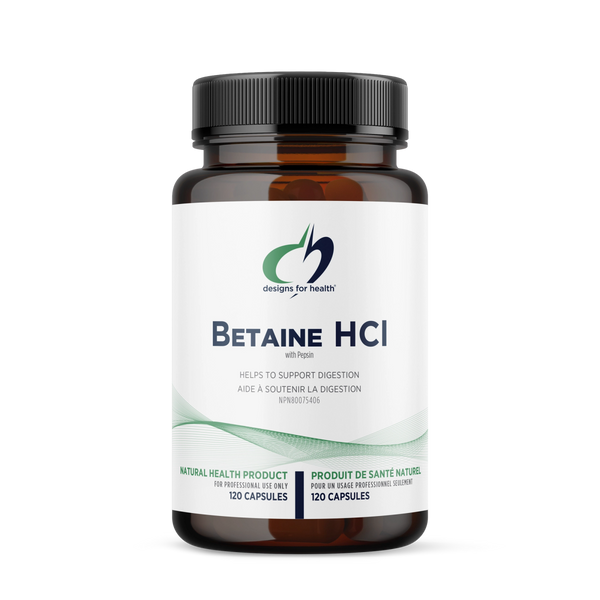 Betaine HCl with Pepsin by Designs for Health, 120 Capsules
