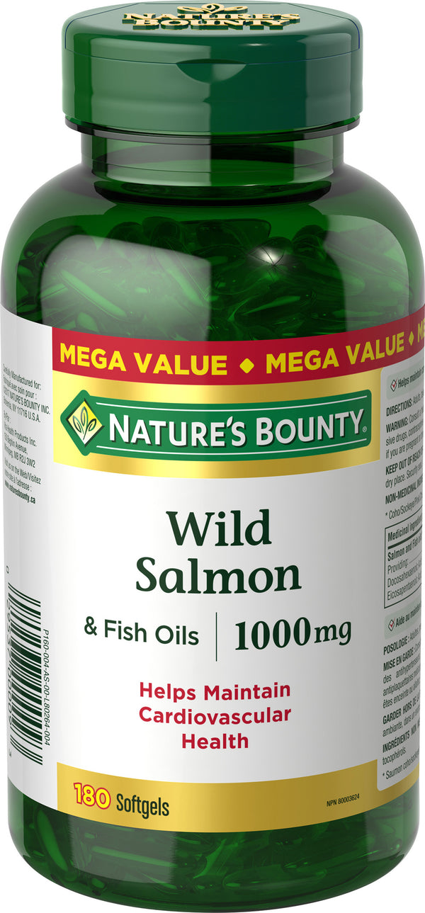Nature's Bounty Wild Salmon & Fish oils 1000mg, 180 softgels
