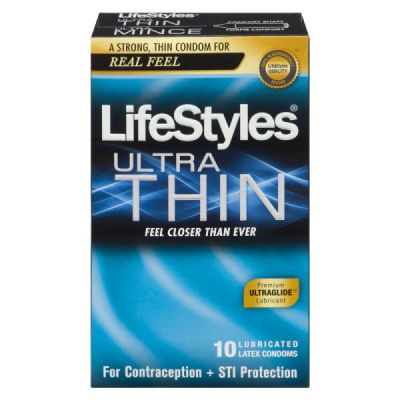 LifeStyles Ultra Thin Lubricated Latex Condoms, 10 ct