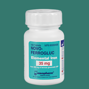 Novo-Ferrogluc Elemental Iron 35 mg, 100 Tablets