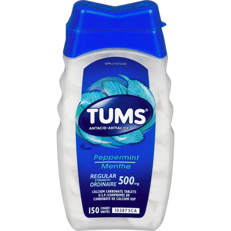 Tums Peppermint Regular Strength 500 mg, 150 Counts