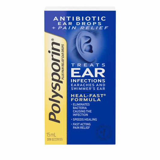 Polysporin Plus Pain Relief Ear Drops, 15 mL