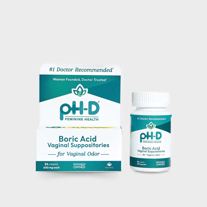 pH-D Feminine Health Boric Acid 600 mg Vaginal Suppositories, 24