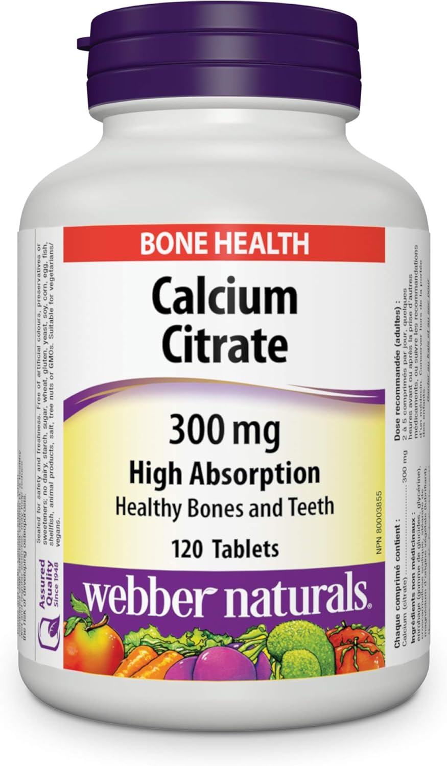 Webber Naturals Calcium Citrate High Absorption 300 mg, 120 Tablets