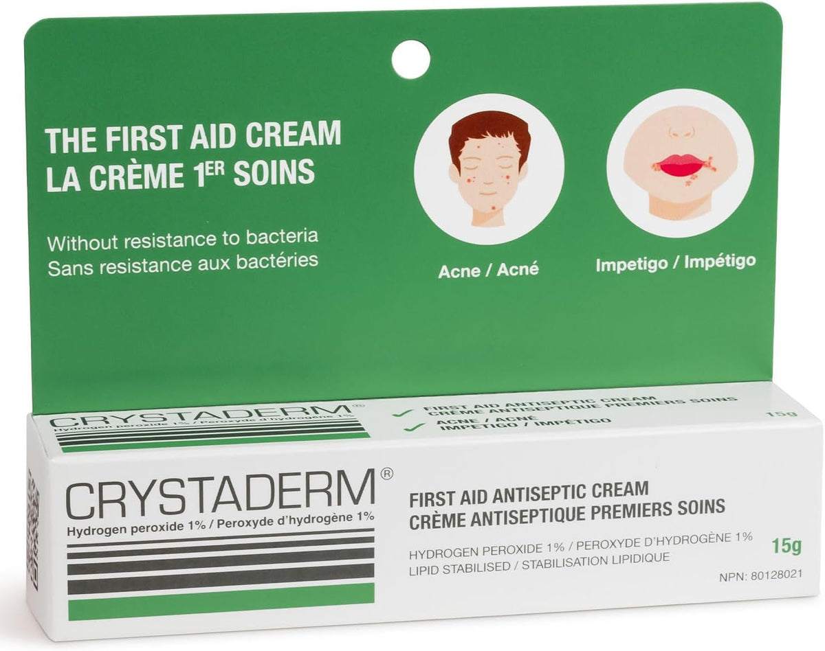 Crystaderm Hydrogen Peroxide 1% First Aid Antiseptic cream 15g