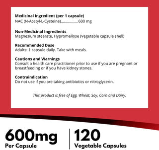 Nutridom NAC 600mg (120 Veggie Capsules)