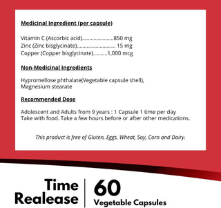 Nutridom Timed-Release Vitamin C  (850 mg) (60 Veggie Capsules)