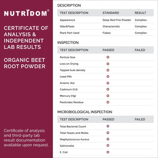 Nutridom Organic Red Beet Root Powder, 7.94 oz (225g)