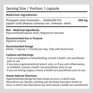 Nutridom Bromelain 2,400 GDU 500mg (120 Veggie Capsules)