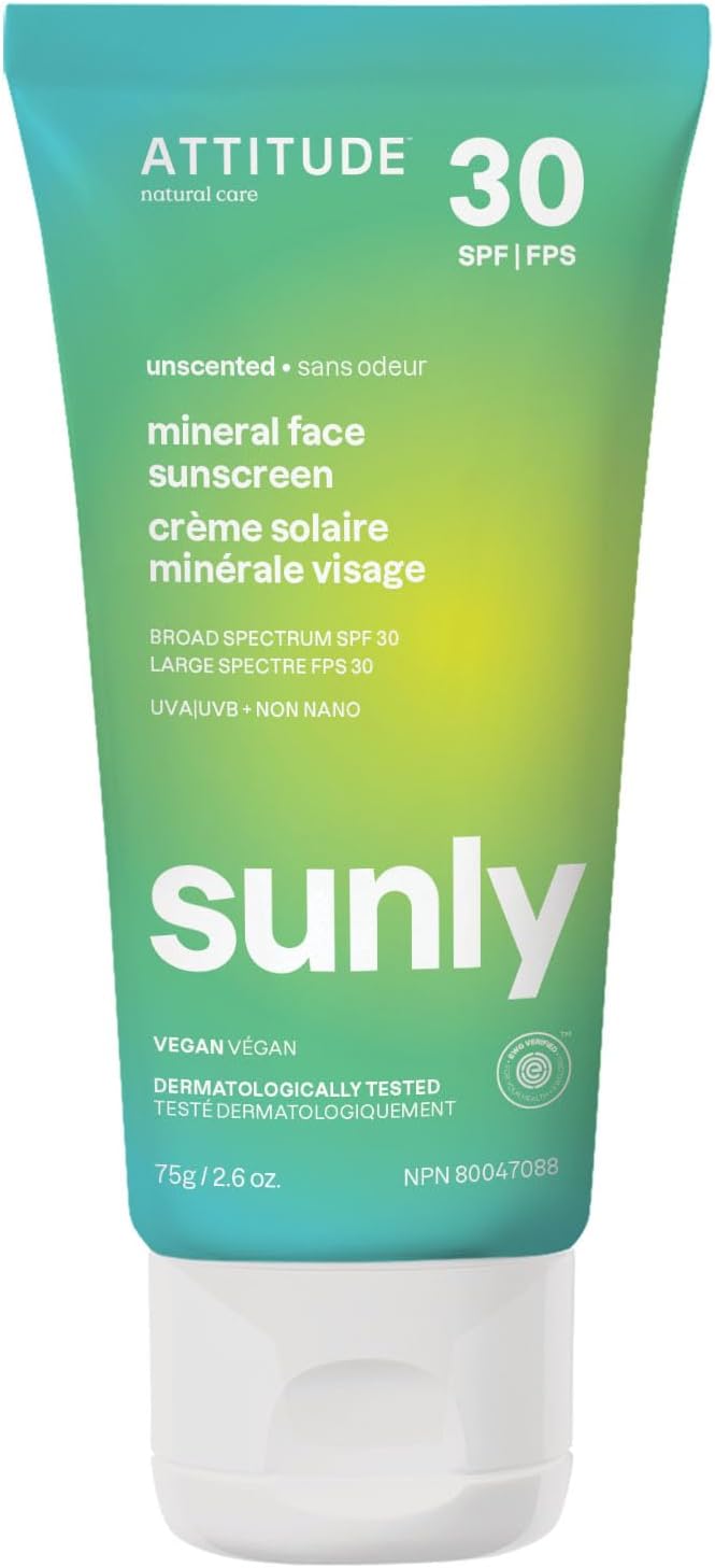 ATTITUDE Face Mineral Sunscreen SPF 30 Unscented, 75g