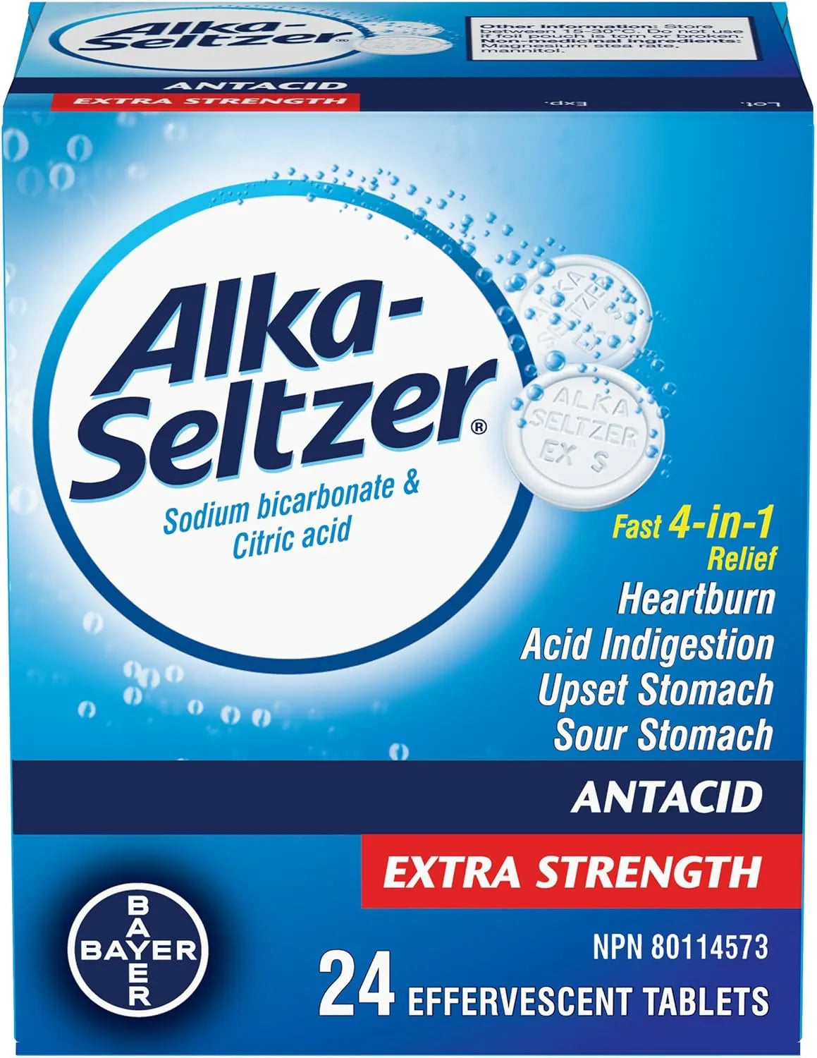 Alka-Seltzer Extra Strength Effervescent Tablets, 24 tablet