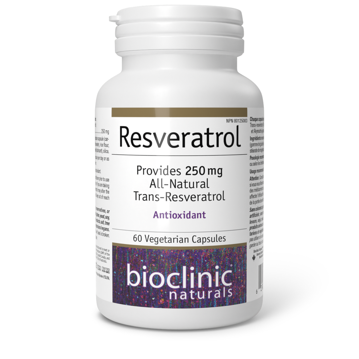 Bioclinic Naturals Resveratrol 250mg, 60 Veg Capsules