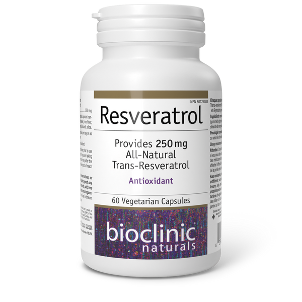 Bioclinic Naturals Resveratrol 250mg, 60 Veg Capsules