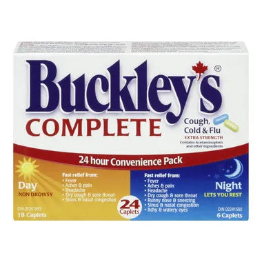 Buckley's Complete Cough, Cold & Flu Extra Strength - Day/Night, 48 Caplets