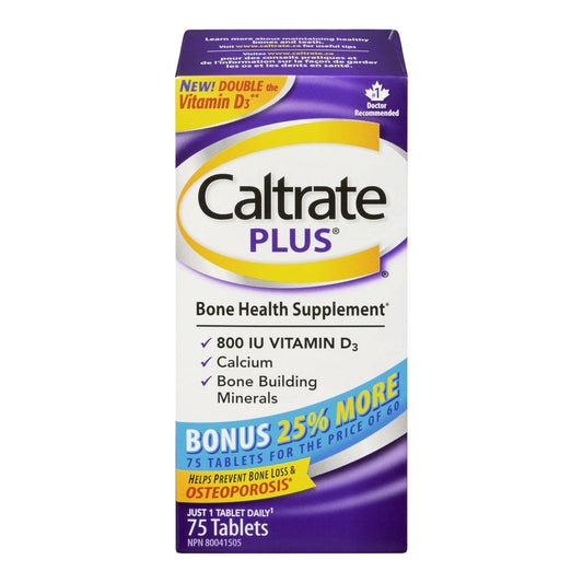 Caltrate PLUS, bone health supplement, 75 Tablets