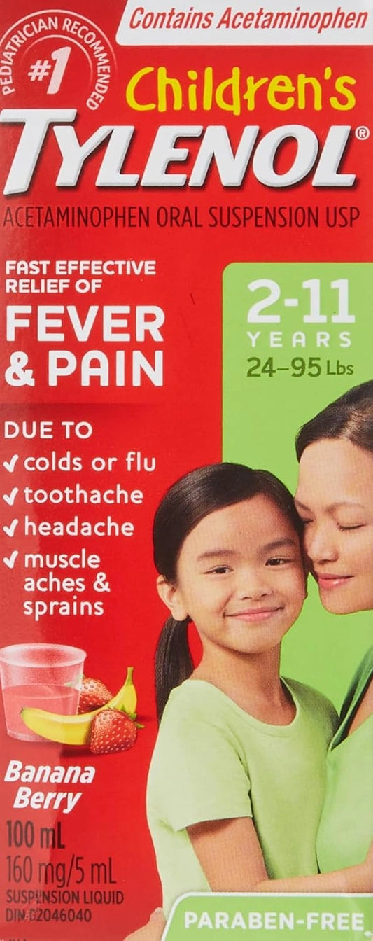 Children's Tylenol Acetaminophen Liquid Suspension Banana Berry