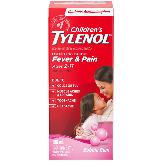 Children's Tylenol Acetaminophen Liquid Suspension Bubble gum