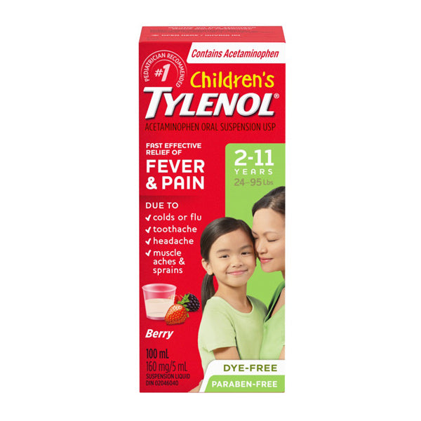 Children's Tylenol Acetaminophen Liquid Suspension- Dye free Berry