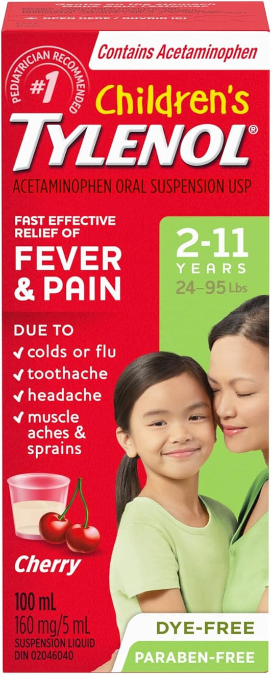 Children's Tylenol Acetaminophen Liquid Suspension Dye free Cherry