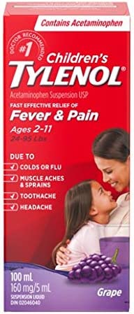 Children's Tylenol Acetaminophen Liquid Suspension Grape