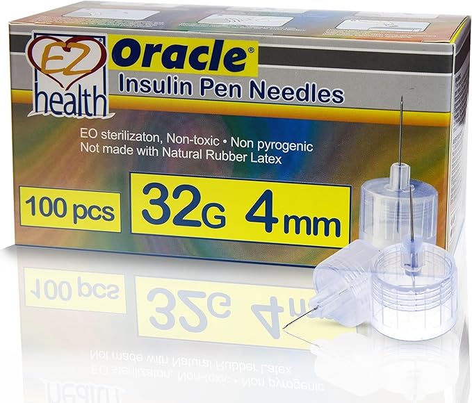 EZ Health Oracle Insulin Pen Needles 32G x 4mm, 100 Pcs
