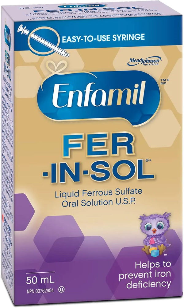 Enfamil Fer-In-Sol Iron Drops - Liquid Ferrous Sulfate Supplement for Infants & Toddlers, 50 mL