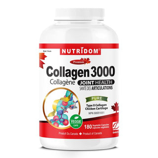 Nutridom Chicken Cartilage Collagen 500mg, Type II, Hydrolyzed (180 Veggie Capsules)