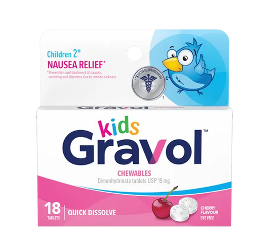 Gravol Kids Dissolve Chewable, 18 Tablets