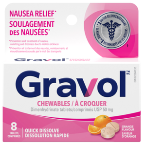 Gravol Fast Dissolve Chewable Tablets pack of 8