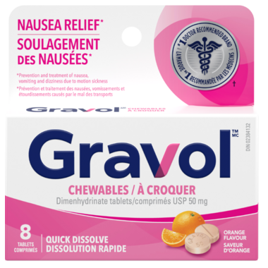 Gravol Fast Dissolve Chewable Tablets pack of 8