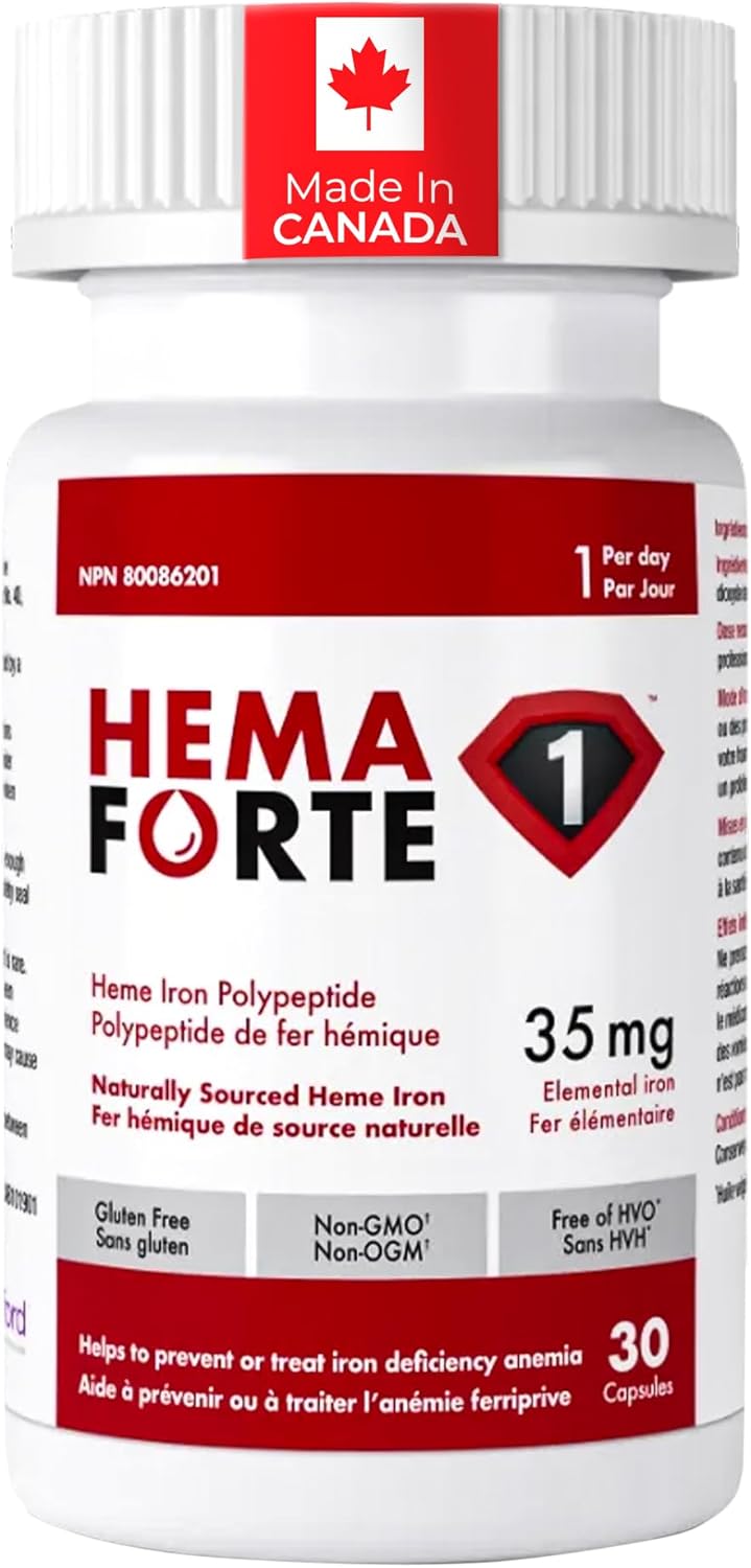 HEMAFORTE FE Heme Iron Supplement, 30 Capsules