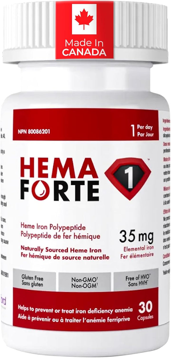 HEMAFORTE FE Heme Iron Supplement, 30 Capsules
