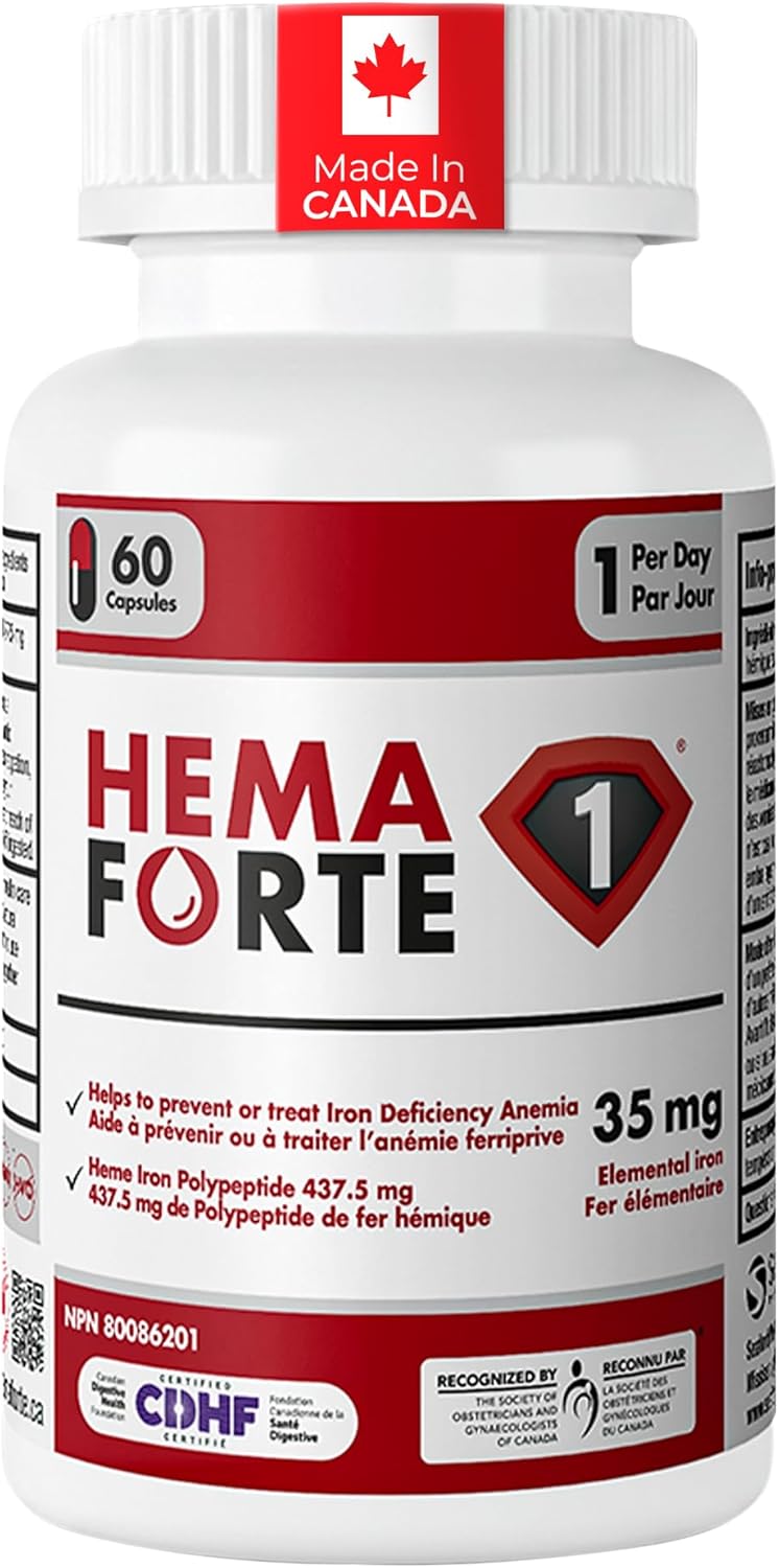 HEMAFORTE FE Heme Iron Supplement, 60 Capsules