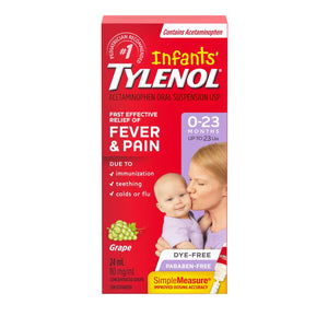 Infants' TYLENOL Fever & Pain Drops Dye-Free Grape, 24 mL