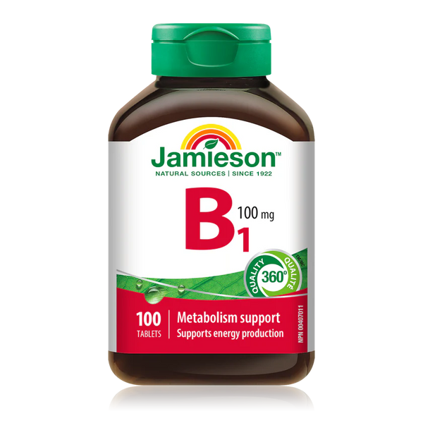 Jamieson Vitamin B1 (Thiamine) 100 mg Tablets, 100 Tablets
