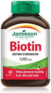 Jamieson Biotin 5000 mcg,  60 Softgels